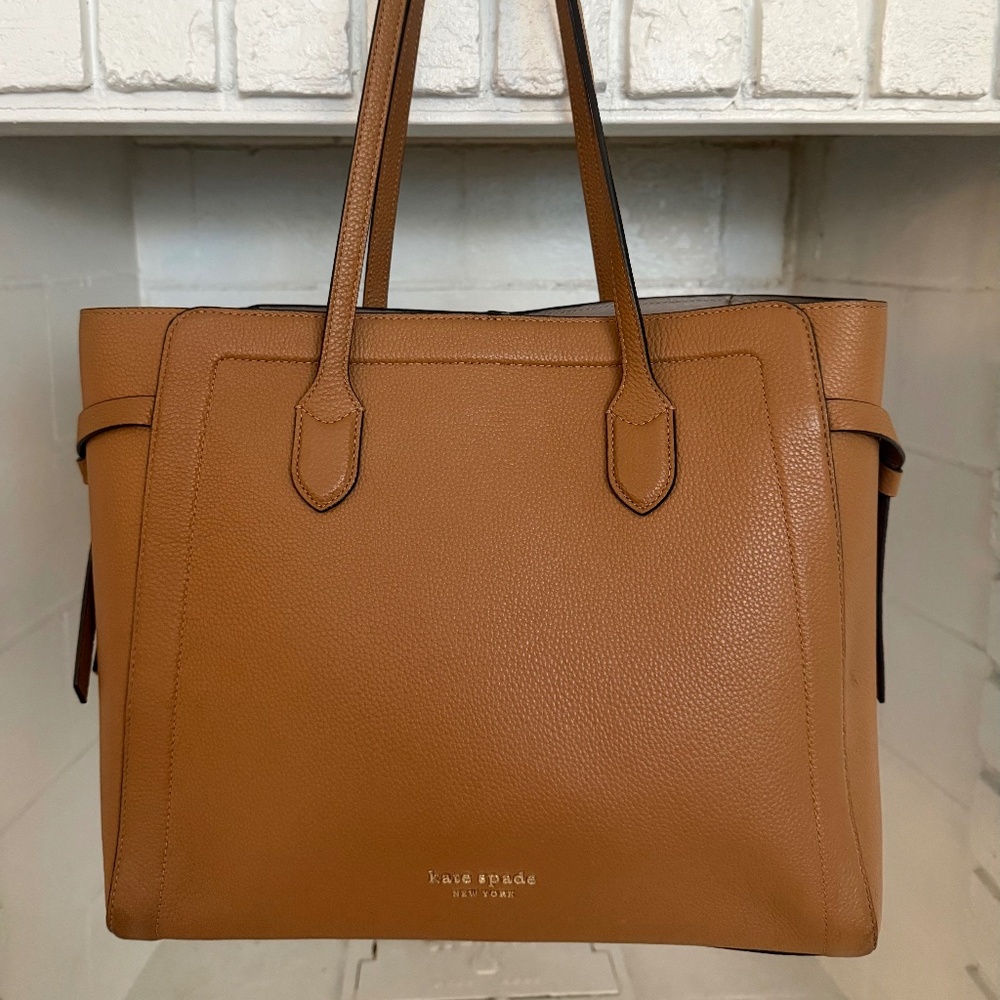Kate Spade Knott Pebbled Leather Large Tote Bag, Tan (Caramel Brown)
